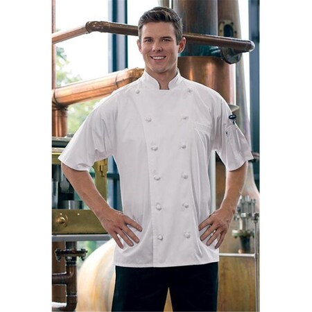 Nathan Caleb Short Sleeve Master Chef Coat in White - 2XLagre NA2489432